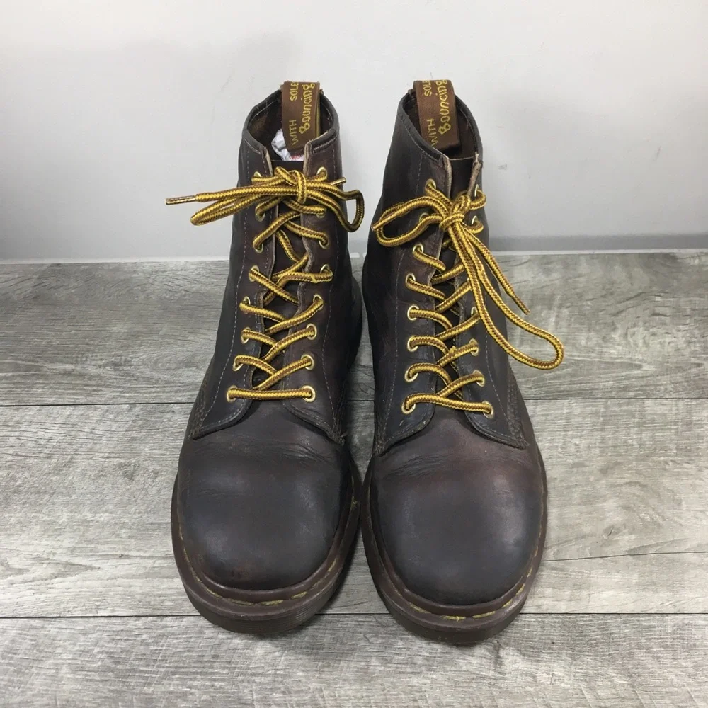 Vtg Docs Dr. Martens 1460 839 Distressed Brown Leather Men’s Combat Punk Boots 8